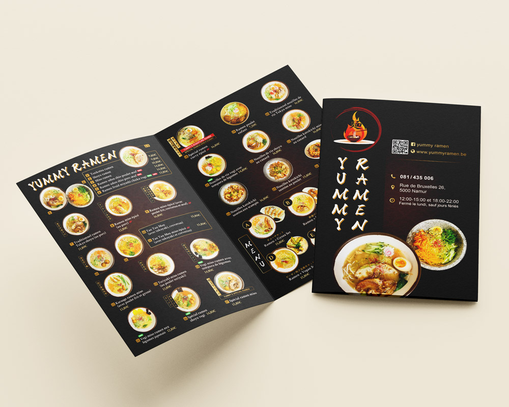 Bi fold ramen menu